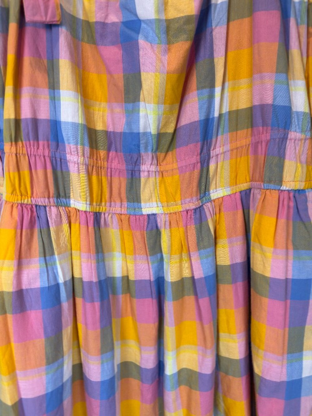 Free Assembly XXL Cotton Pastel Plaid Tiered Sundress Tie Straps Lined Pockets - Picture 2 of 14